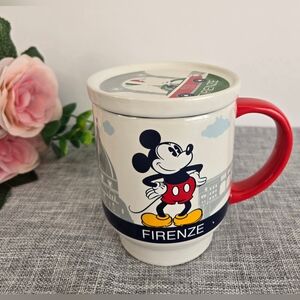 Disney Store Florence Mickey Mug Lid‎ Coaster Red Yellow Blue City Tours 1928